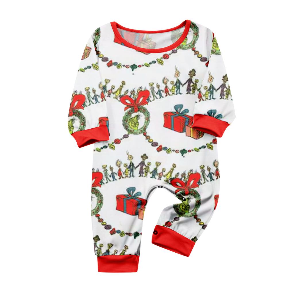 Christmas Print Cute Family Set Pajamas, Home Clothes, Family Set Long Sleeve Top Pants Set