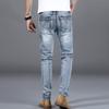 2024 New Motorcycle Jeans Men'S Trendy Brand Slim Fit Small Straight Tube High-End Elastic Pants With Cool Splicing
