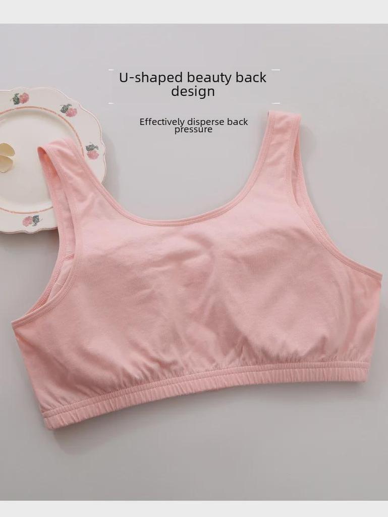 Zhangyan Pastoral Style Pure Cotton Bra: Large Cup, Front Buckle, Wide Back, Comfortable & Breathable for Middle-Aged and Elderly.