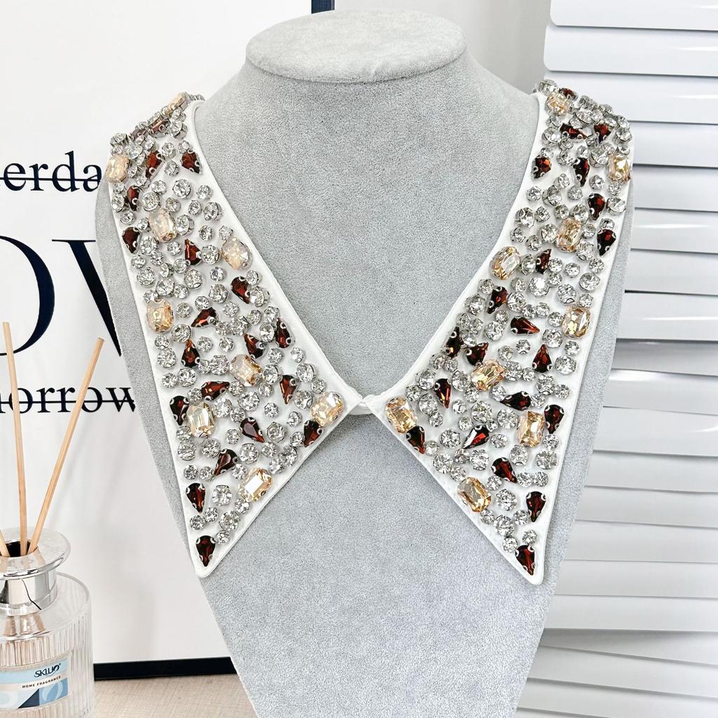 Eleganter abnehmbarer Kragen aus Diamantkristall für Damen, falscher Schal, Schulterwickel, Revers, modisches Accessoire für Damen