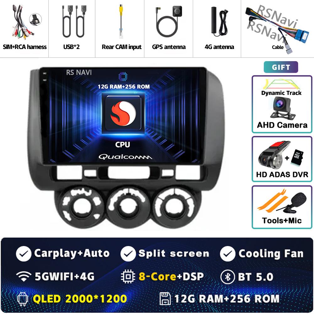 Android 14 Carplay Car Radio For Honda Fit Jazz City 2002 2003 2004 - 2007 Multimedia Video Player Navigation GPS Stereo 2Din BT