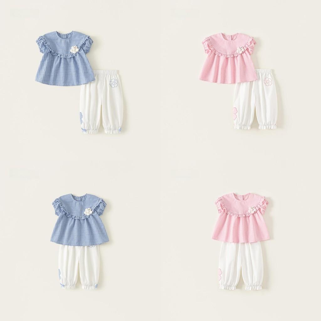 Girls Short Sleeve Pants Suit With Comfortable Material And Summer Style For Kids