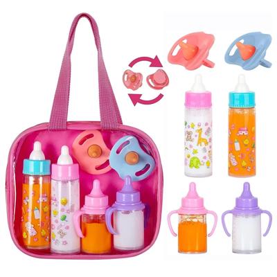 Large Size Baby Doll Feeding Bottle Set Baby Care Toy Stroller 2pcs Milk And Juice Bottles With Toy Pacifier For Baby Dolls