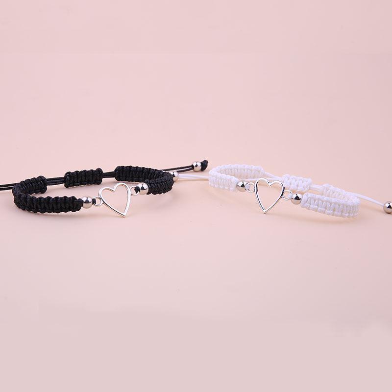 Hand Crafted Love Heart Couple Bracelet For Lover Women Men Adjustable Rope Friends Relationship Matching Bracelets Jewelry Gift