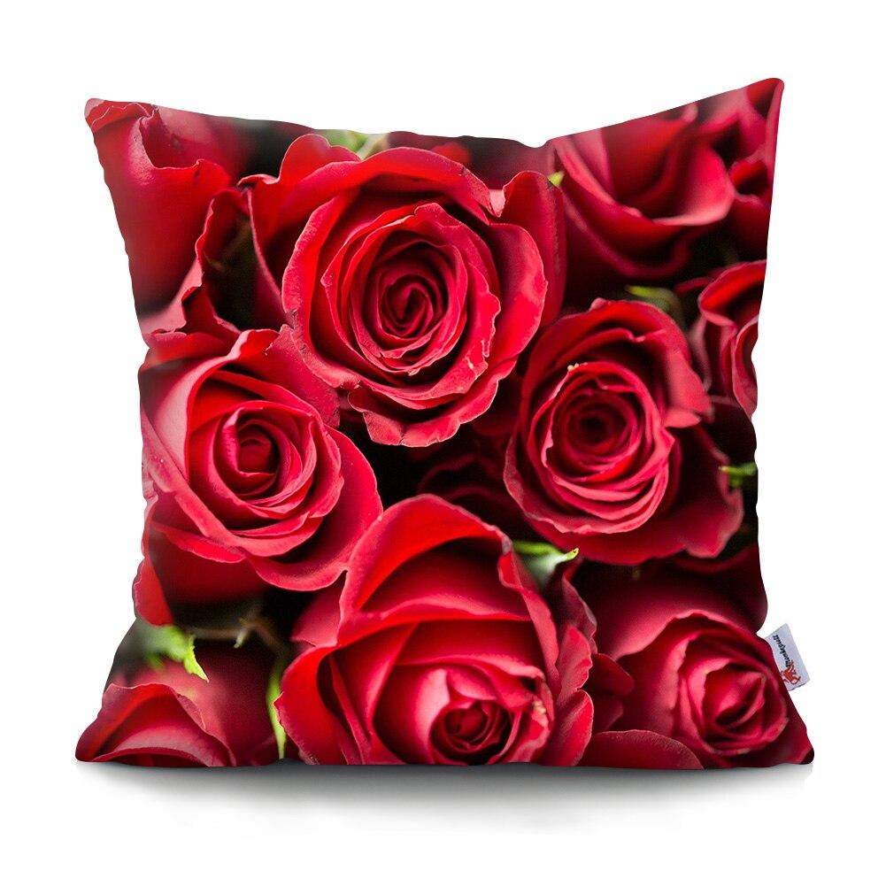 Mote Rose Putetrekk Polyester Print Putetrekk Beautiful Flower Home Decor Putetrekk