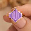 Hexagon Cut Amethyst Engagement Wedding Ring – Vintage Art Deco Purple Stone Ring, Anniversary Promise Gift for Women