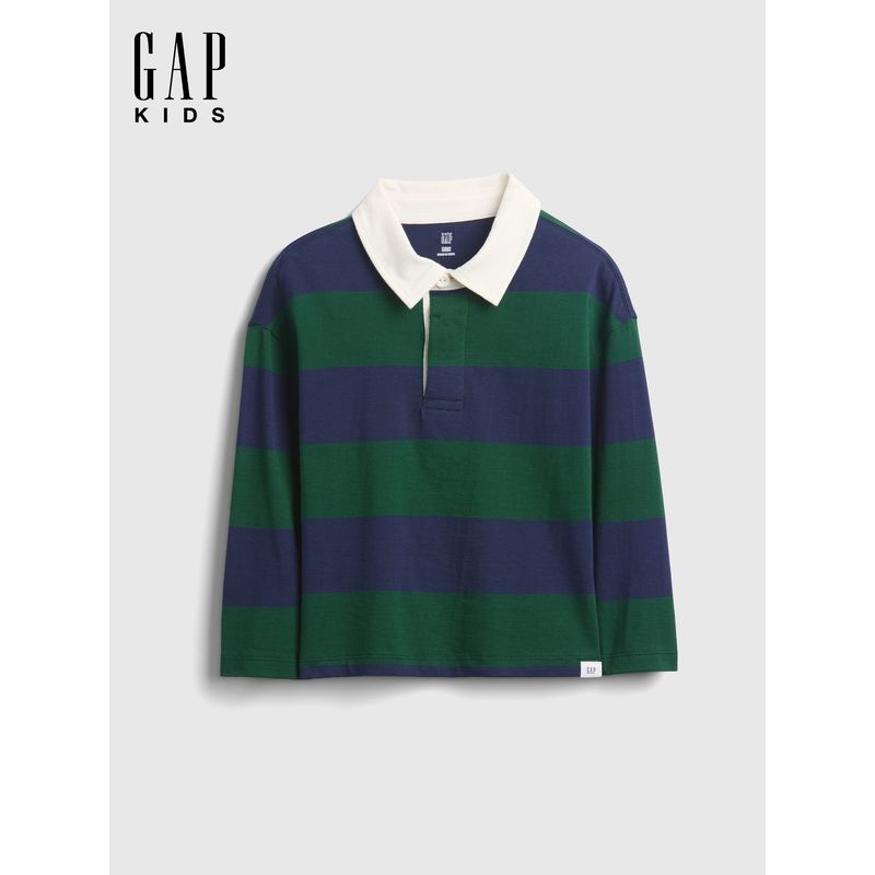 Gap Boys' 2025 Spring and Autumn New Pure Cotton Striped Long-Sleeved Polo Shirt Kidsren's Clothing Top American Version 791611