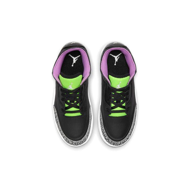 Air Jordan 3 Retro PS Electric Green Kids Sneakers Black White Violet-Shock DA2306-003