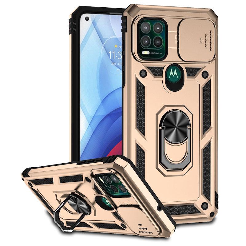 QWFür Motorola Moto G PURE G Power STYLUS Fusion Hülle Luxus Auto Magnetring Panzer Handyhülle für Moto PLAYSilikon Rückseite