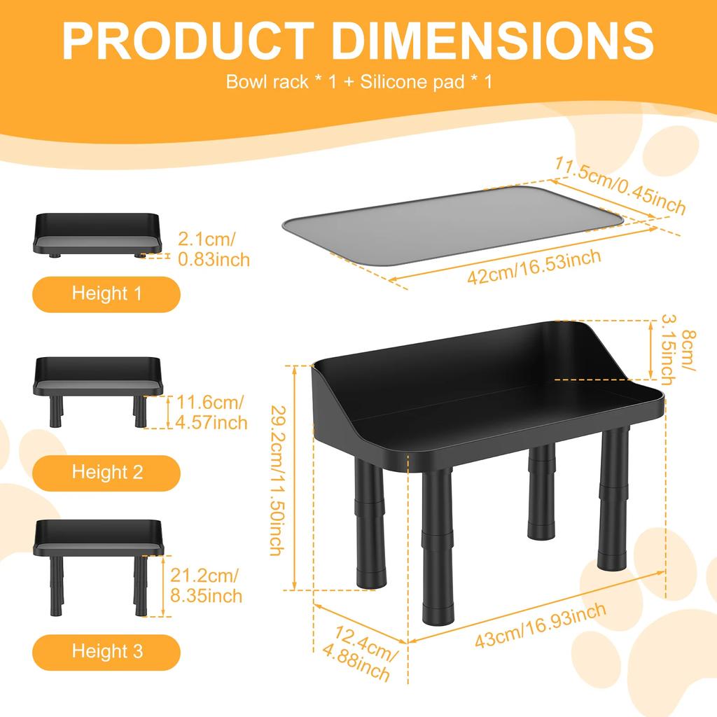 Elevated Dog Feeder Bowls Adjustable Raised Pet Feeding Station with Splash Guard for Small Medium Large Dogs