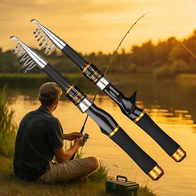 Portable Telescopic Fishing Rod Ultra Short 1.6m-2.1m Length Mini Fishing Pole Thin 34cm Storage Fishing Hand Pole