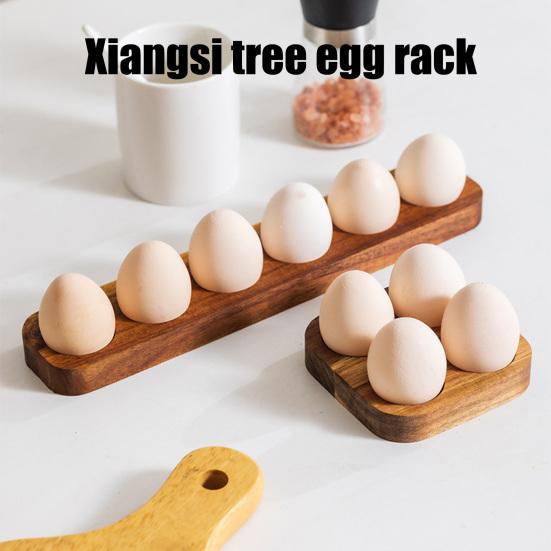 Wooden Egg Holder Rustic Egg Tray 4 or 6 Slots Countertop Egg Organizer for Kitchen Refrigerator