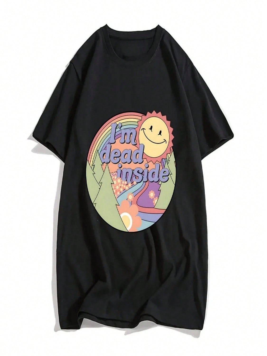 I m Dead Inside Dolphin Shirts Sun Pattern T-Shirt T-Shirt Wounisex s Casual T-Shirt Summer Fashion Short Sleeve T-Shirt Fashion S разноцветный