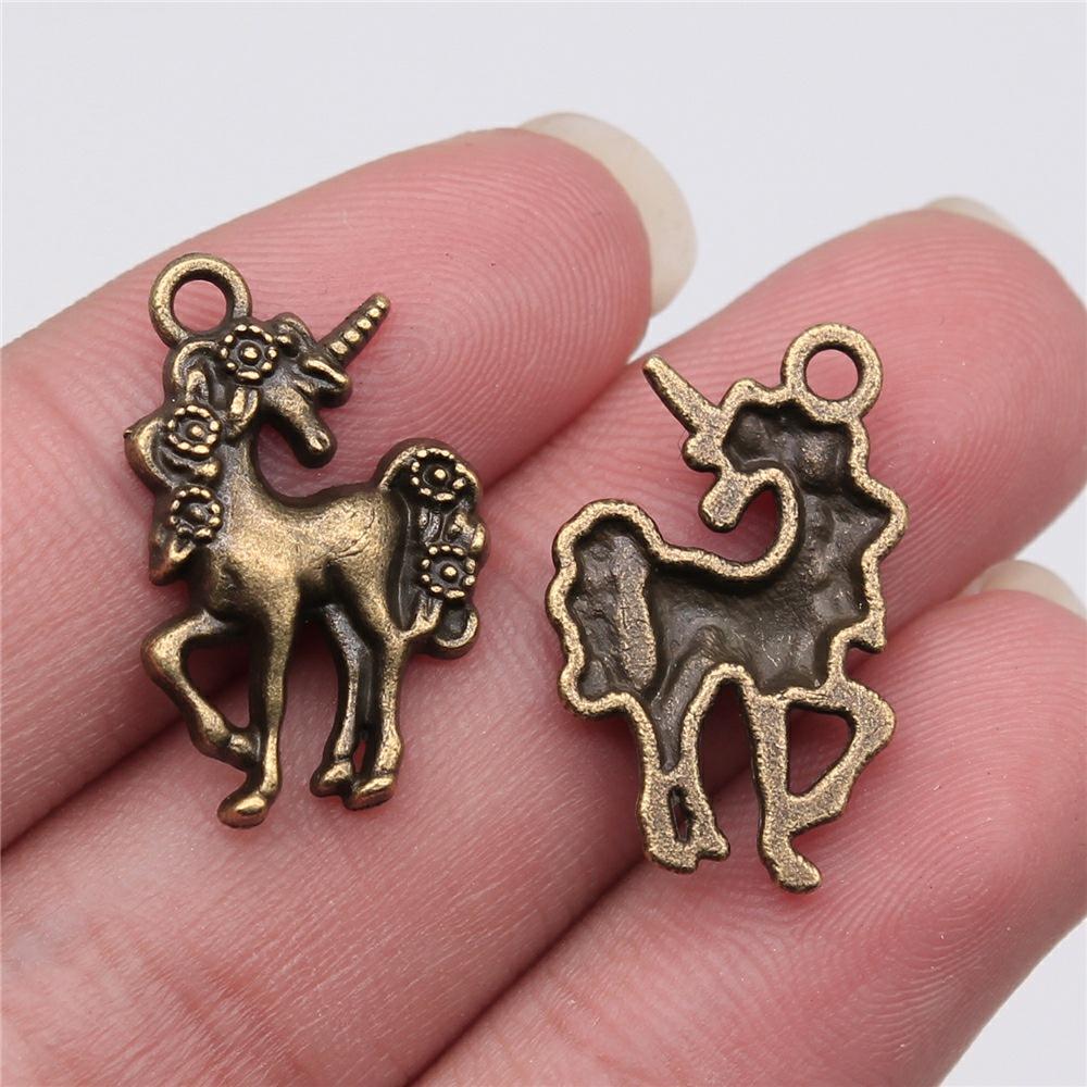 10 Stück Anhänger Pferd Einhorn Tibetische Bronze Silberfarbe Anhänger Antiker Schmuckherstellung DIY Handgemachtes Handwerk