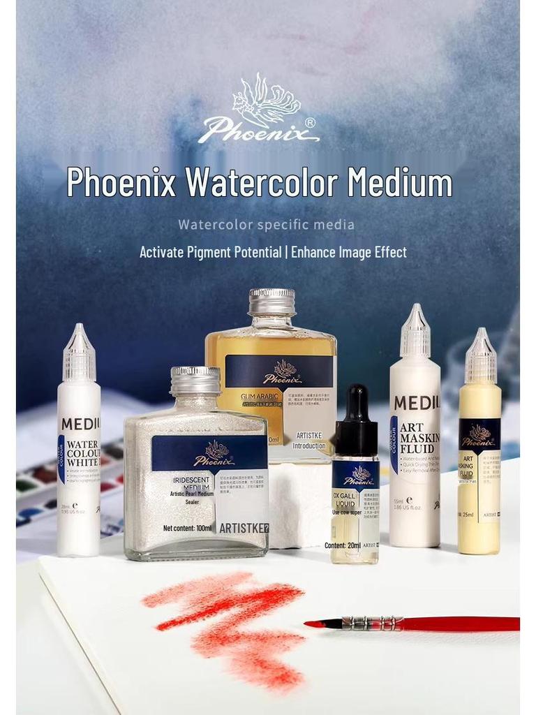 Phoenix White Abdeckflüssigkeit: Ochsen Galle & Gummi Arabic Aquarellmedium
