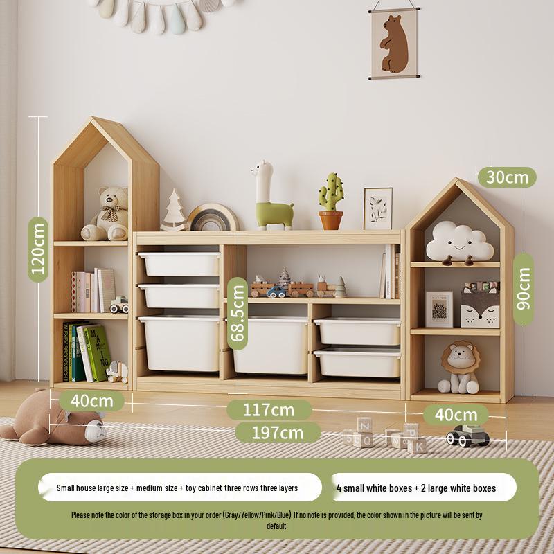 Children's Solid Wood Toy & Book Storage Shelf and Cabinet