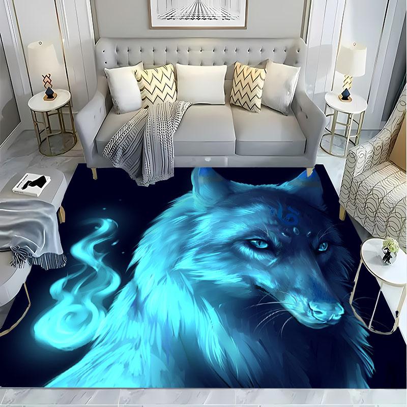 3D Printing Cartoon Wolf Large Area Carpets for Home Living Room Kids Bedroom Sofa Doormat Kitchen Floor Rugs Anti-slip Decor