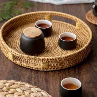 Food Tray Home Decor Rattan Storage Basket Multipurpose Fruit Light Brown Baskets