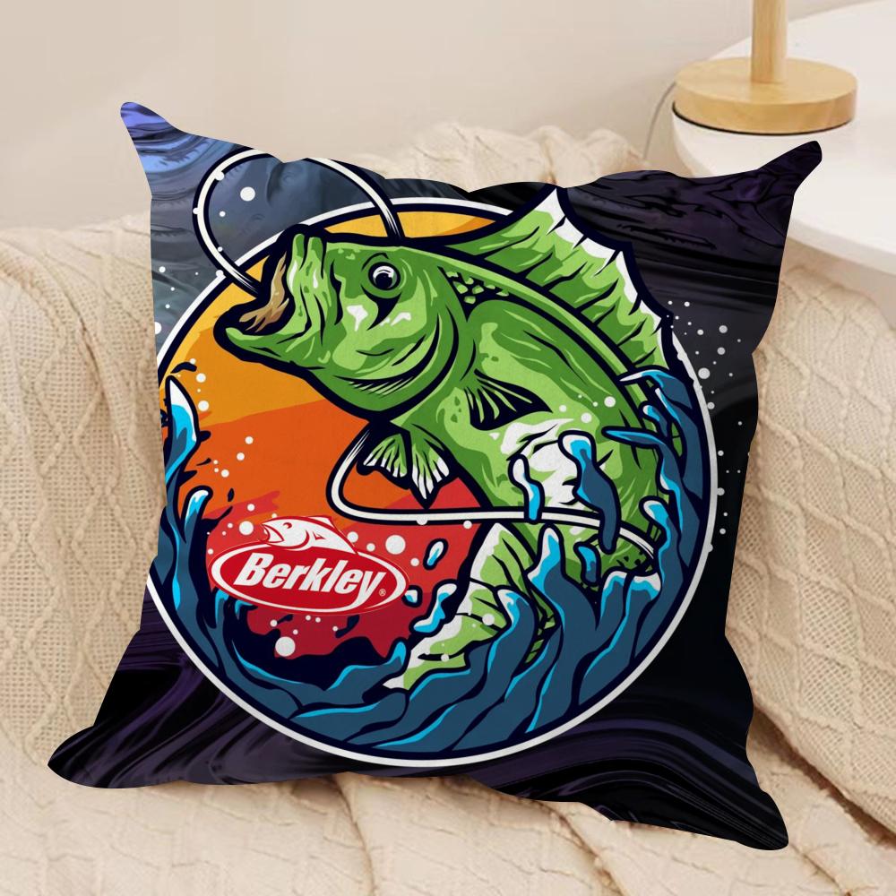 Popular Fishing B_Berkleys Cushion Cover Soft Plush Fabric Double-Sided Printed Sofa Cushion Cover for All Seasons Home Decor