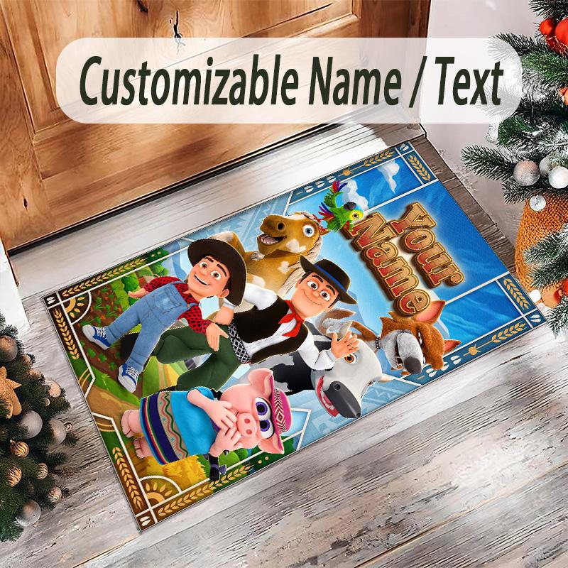 Personalized Crystal Velvet Carpet Custom Name Text,La Granja de Zenón Anti Slip Area Rug For Home Decoration