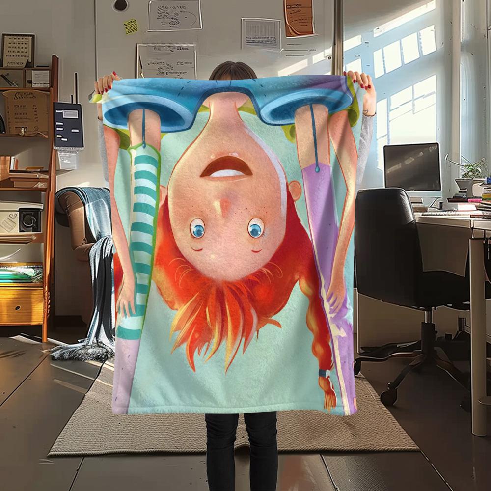 Manta de Franela de Pippi Calzaslargas, Alta calidad Cómoda para Todas las Estaciones, Decoración del Hogar, Calidez y Comodidad