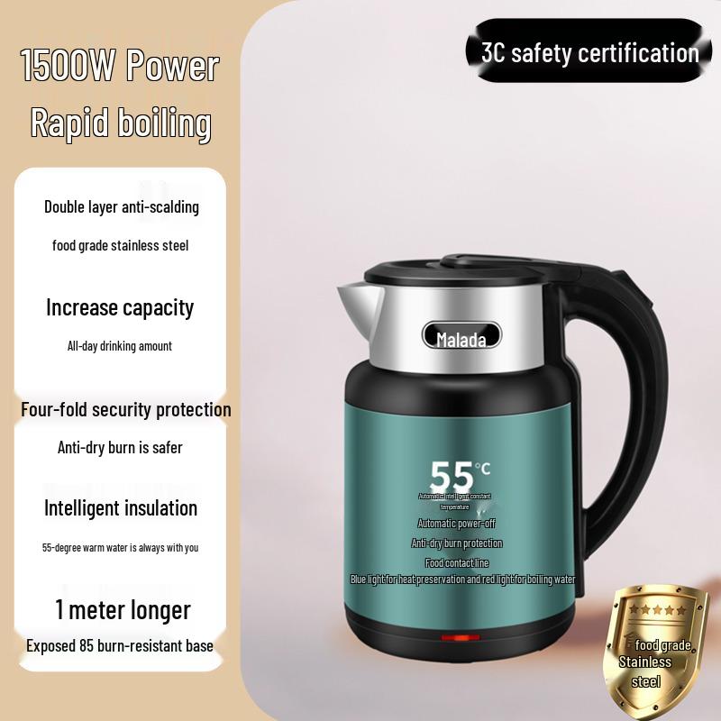 Wanlida 2025 Electric Kettle: Automatic Power-Off, Large Capacity, Insulated Boil, Household Use