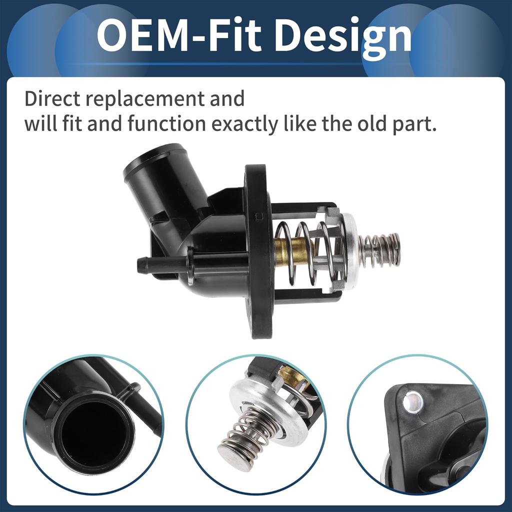 Car Thermostat Inner Engine Coolant Thermostat Housing Assembly No.12674634 for Chevrolet Corvette 6.2L V8 2015-2019 Plastic Black Durable