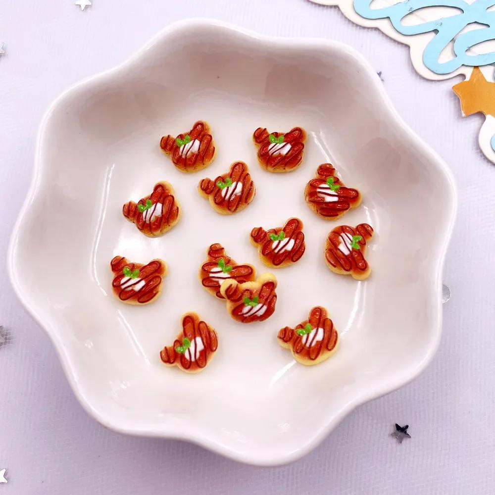 50pcs Resin Colorful Mini 3D Simulated Bread Nail Art Decor Donuts Pizza Biscuit Flat Back Scrapbooks DIY Jewellery Decor Crafts