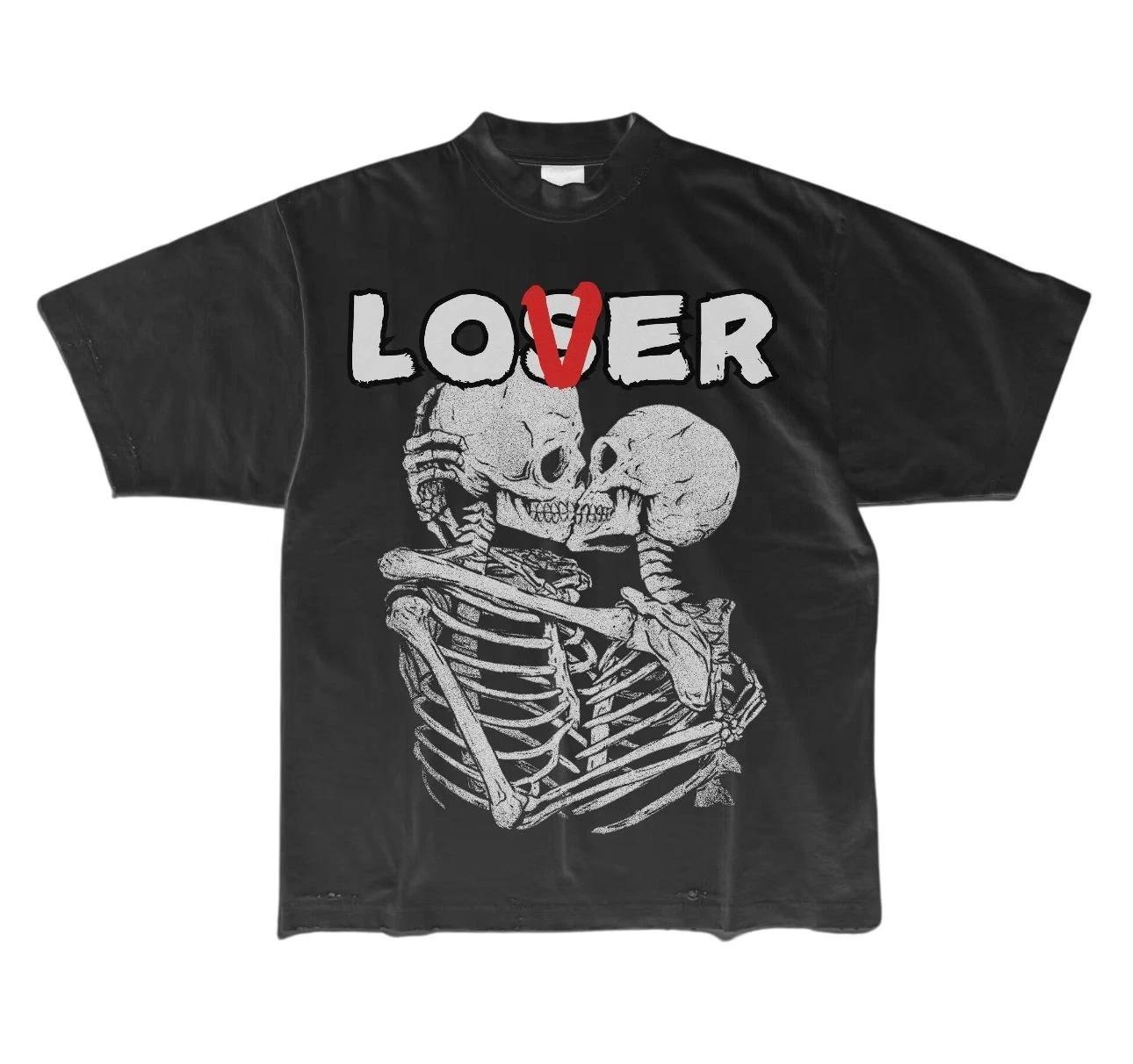 

New LOVER/LOSER Skulls Skeleton Graphic Print Short Sleeve Unisex S-5XL T-Shirt S