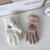 Plus Velvet Knitted Gloves Smile  Gloves Wool Mittens Female Gloves Full finger Gloves
