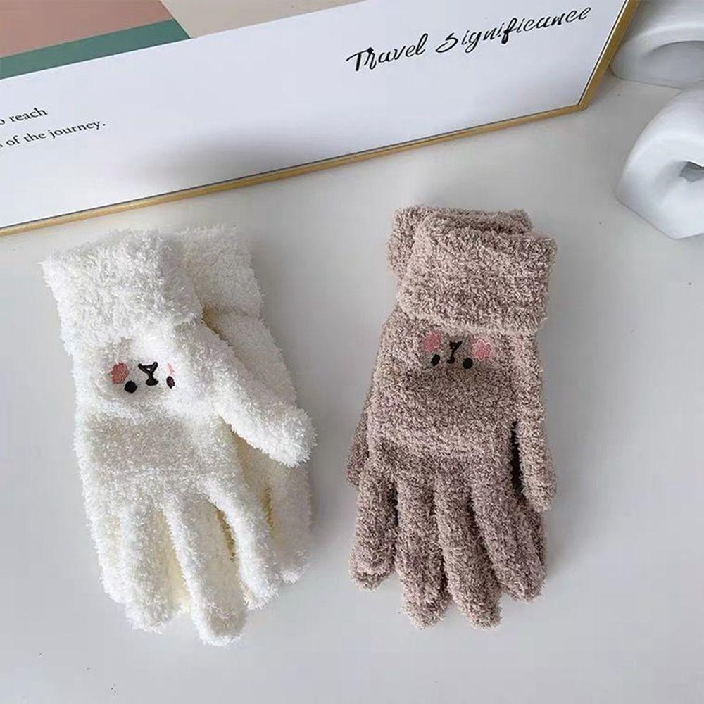 Plus Velvet Knitted Gloves Smile  Gloves Wool Mittens Female Gloves Full finger Gloves