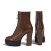 Women's High-heeled Short Boots Autumn and Winter New European and American Style Waterproof Table Thick-heeled Large-size Roman Short Boots