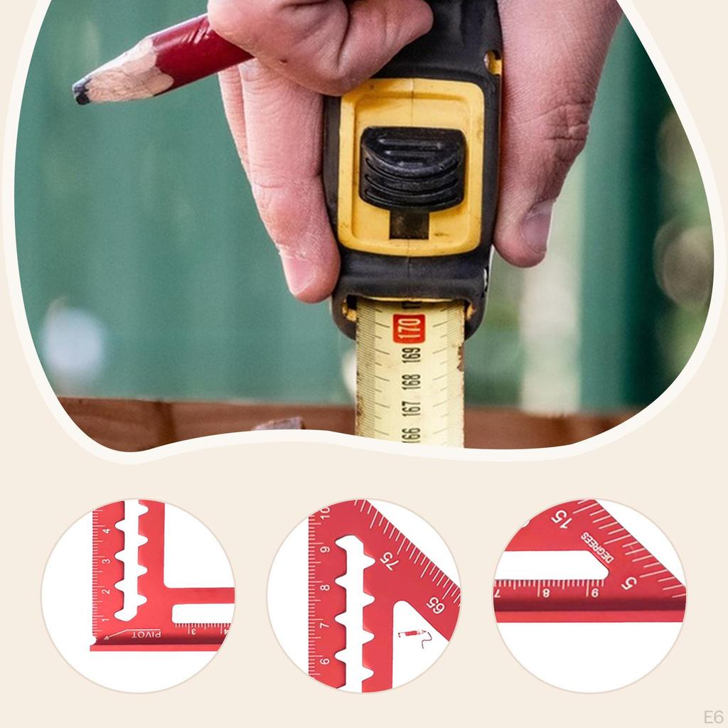 Escuadra de triángulo de 45/90 grados, escuadra de carpintero, profesional, resistente al desgaste, calibre de medición para bricolaje