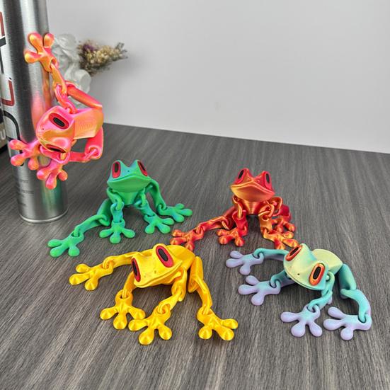 3D Printed Frog Refrigerator Magnet Movable Joints Frog Fidget Toy Articulated Animal Model Figurine Fridge Magnetic Frog Decoration Ornament