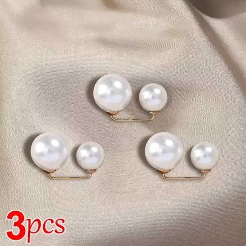 3/6Pcs Double Pearl Brooch Pins Anti-fade Exquisite Elegant Brooches for Women Sweater Cardigan Clip Coat Summer Dress Jewelry