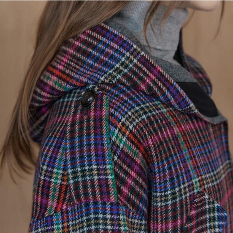 Maxza Multi Check Hood Half Handmade Coat Cc10hc305on