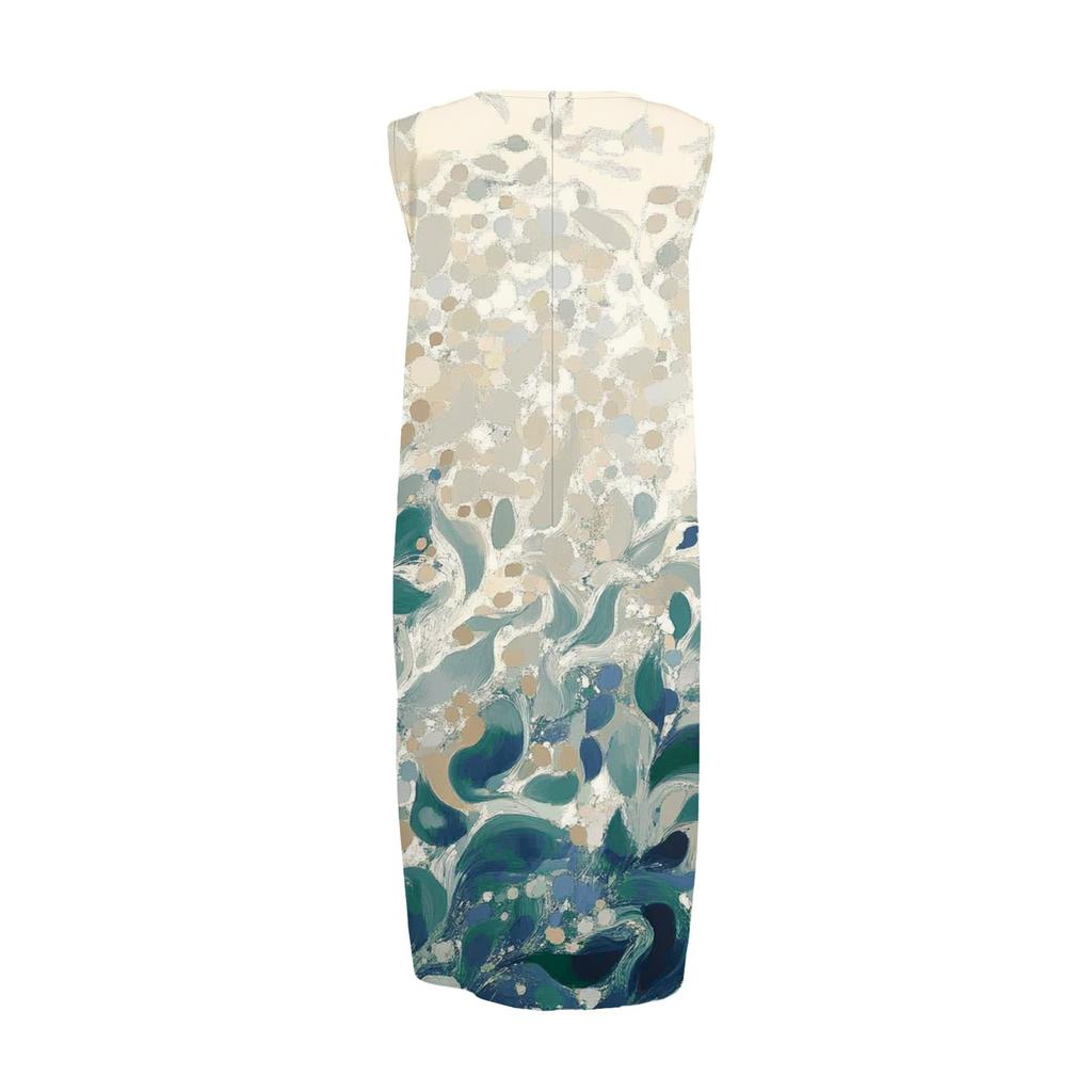 Women's Fashion Casual Sleeveless Round Neck Floral Elegant Temperament Dress