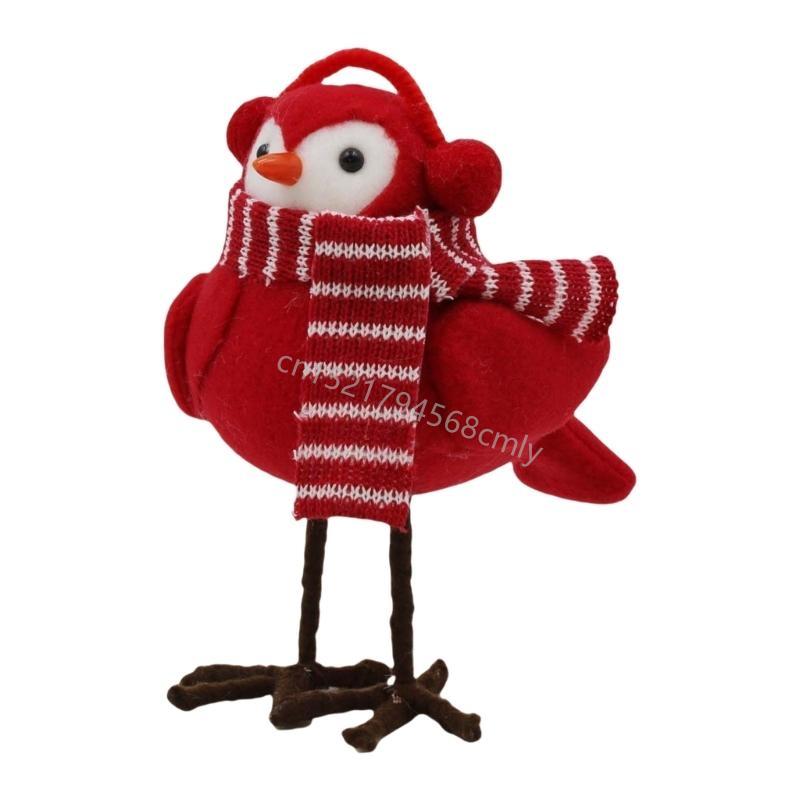 Christmas Decoration for Home Redness Simulated Birds Figurine Winter Birds Christmas Table Top Featherlys Friend 6XDE
