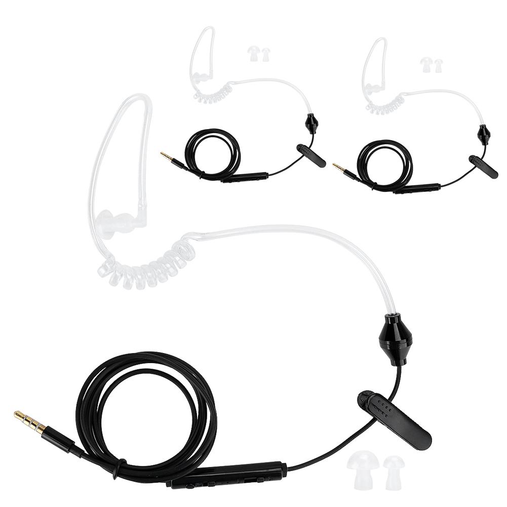 3 Sets HRT‑1 Mobile Phone Air Tube Headset with Microphone 3.5mm Plug Wired EarphoneBlack