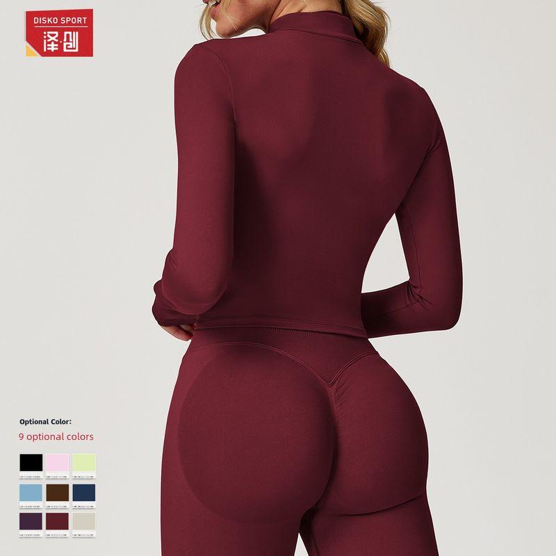 Guangzhou Zechuang Clothing Co., Ltd. Quick-Drying Nude Feel Fitness Outwear Women's Zipper Outwear Running Sports Tight