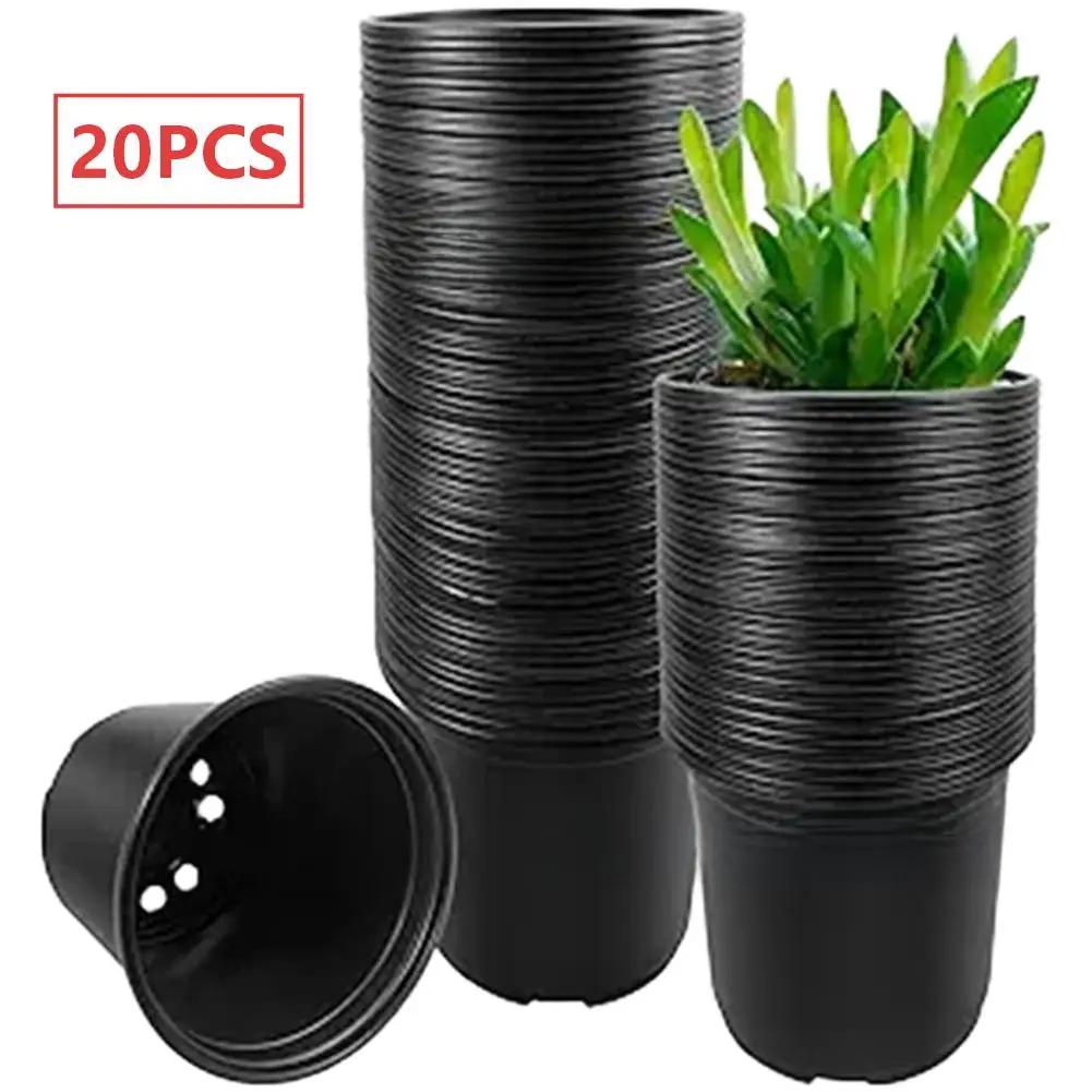 

Thickened Plastic Succulent Pot Plant Cup With Waterproof Label 4-inch Plastic Plant Pots Garden Pots Round -Seedling Pots