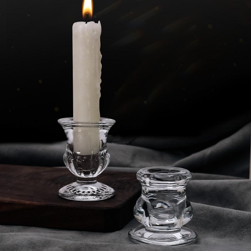 

European Simple Small Glass Candlesticks Creative Bar Home Decor Candle Holder