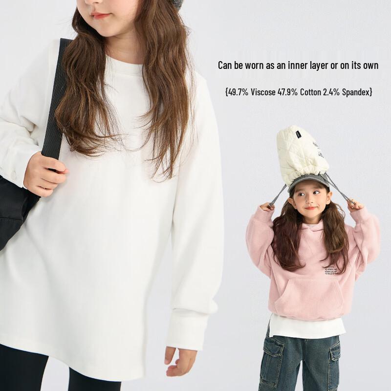 Girl s Viscose Blend Double-Sided Fleece Long Sleeve T-Shirt 90