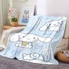 1pc Cinnamoroll Name Blanket Lightweight Flannel Throw for Sofa Bed Travel Camping Livingroom Office Couch Chair