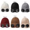 Hat autumn and winter men's and women's windproof glasses fleece ski knitted hat warm wool hat