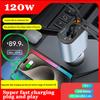 120W Retractable Car Charger 120W Fast Charger 4-in-1 Fast Charging Car Phone Charger For IPhone Samsung Huawei