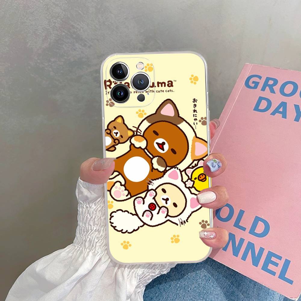 Popular Cute R-rilakkuma Bear Transparent Phone Case For IPhone 17 Air 16 Pro Max 15 14 13 12 11Plus Shockproof Cover