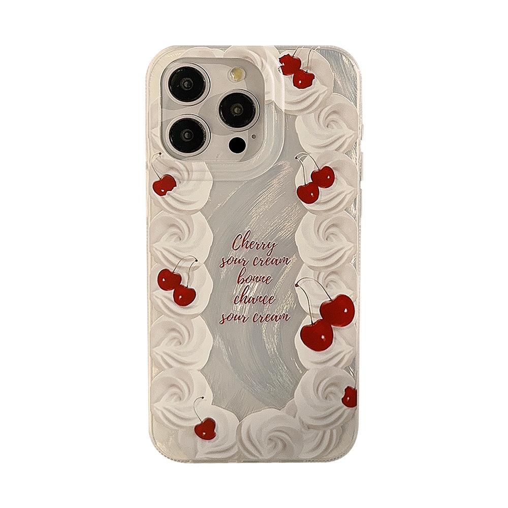 Art Cream Cherry Case for iPhone 17 iPhone 17 Pro Max