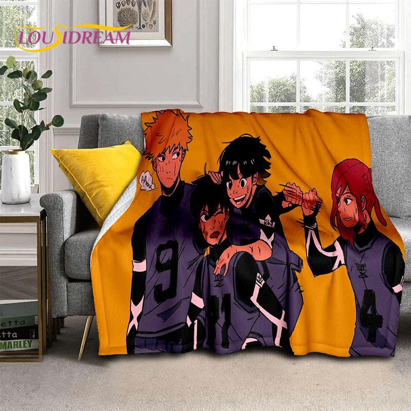3D Blue Lock Cartoon Football Anime Blanket,Soft Throw Blanket for Home Bedroom Bed Sofa Picnic Travel Office Cover Blanket Kids