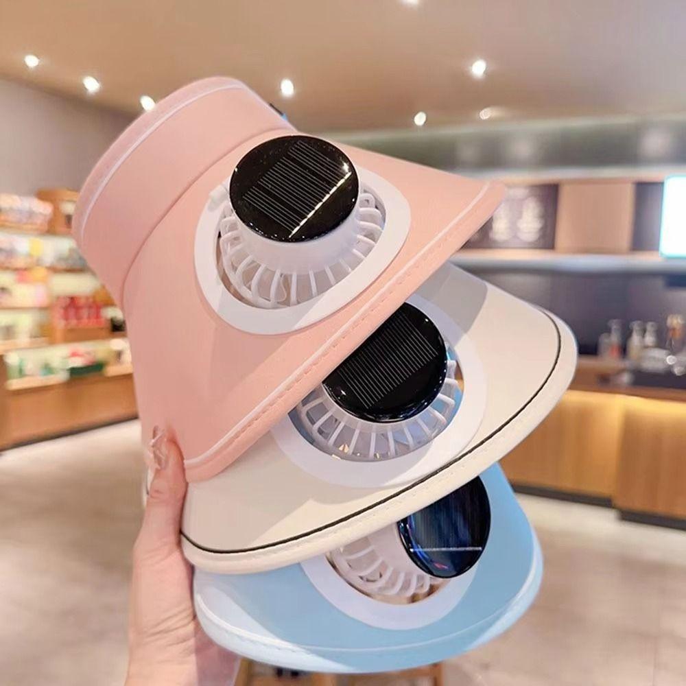 Breathable Wide Brim Sun Hat Sun Protection Solar Fan Cap Fishing Hat Summer Fan Sunhat  Men